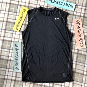 L NIKE pro Dri-fit black muscle t tee tank top